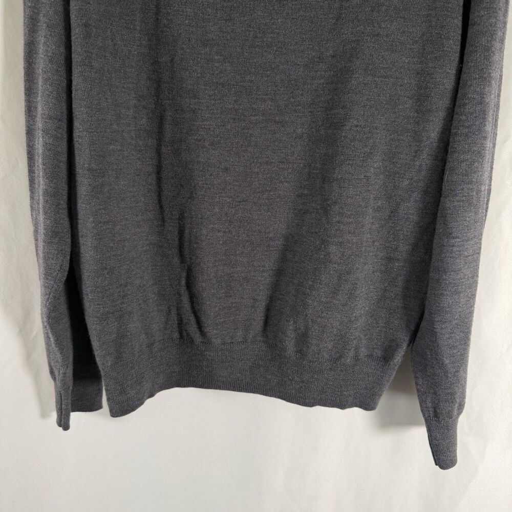 Jos A Bank 100% Merino Wool Sweater Men's Medium Gray 1/4 Zip Pullover Knit - Picture 8 of 10